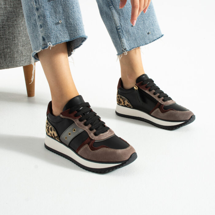 Дамски кафяви сникърси от естествена кожа Alexandria