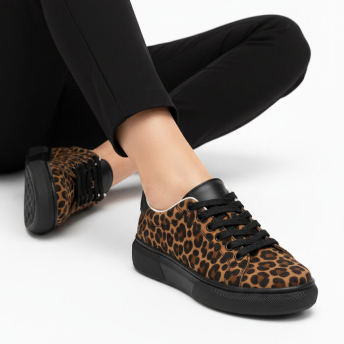 Дамски леопардови кецове от естествен велур Marrakesh