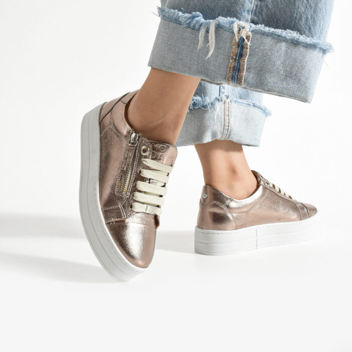 Дамски розово-златни кецове от естествена кожа Karnak