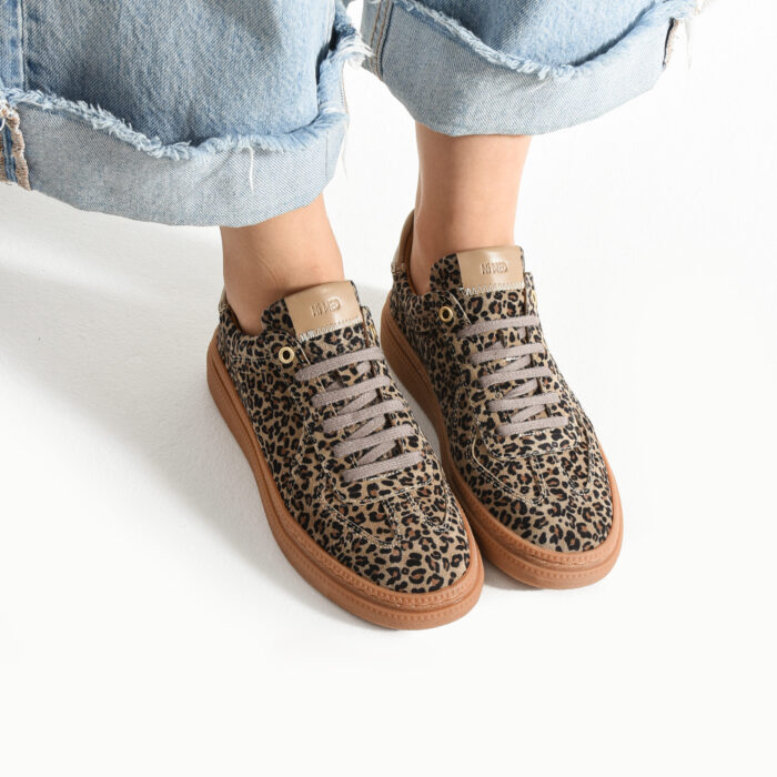 Дамски леопардови кецове от естествен велур Nairobi