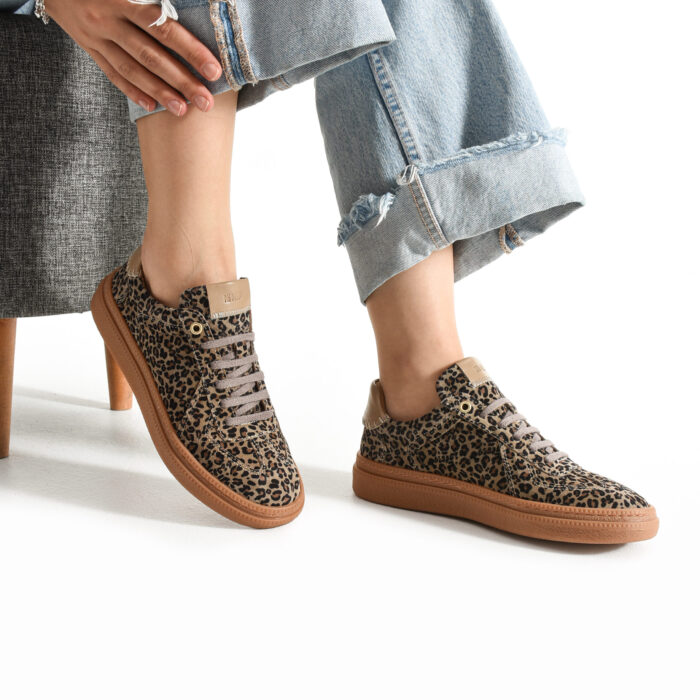 Дамски леопардови кецове от естествен велур Nairobi