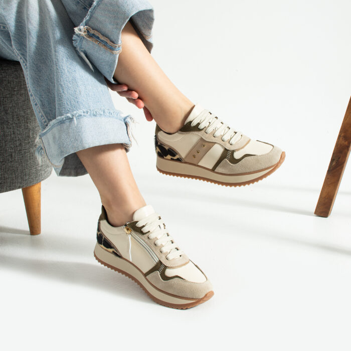 Дамски бежови сникърси от естествена кожа Alexandria