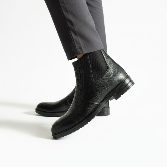 Елегантни черни мъжки боти от естествена кожа с цип Delhi