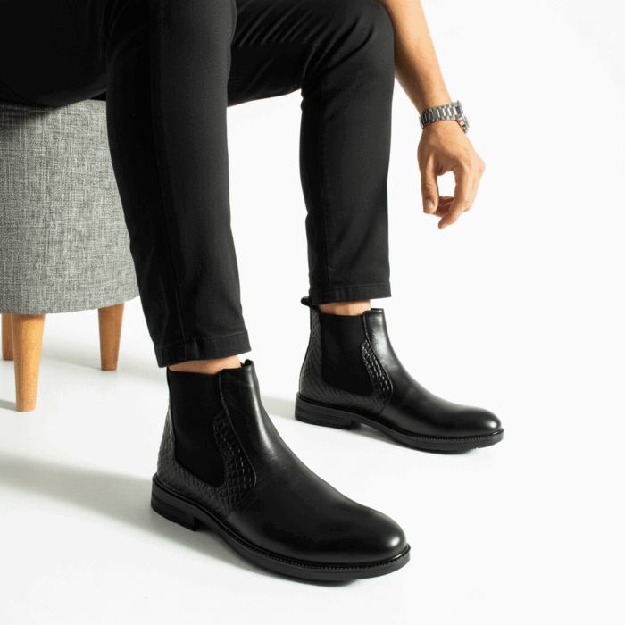 Елегантни черни мъжки боти челси от естествена кожа Bangkok