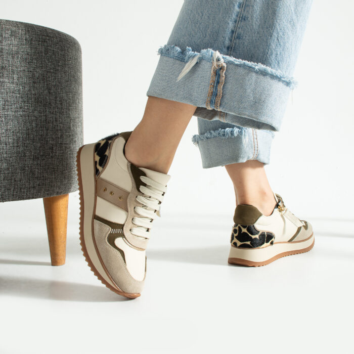 Дамски бежови сникърси от естествена кожа Alexandria