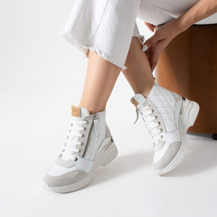 Дамски бели сникърси от естествена кожа на платформа Luxor