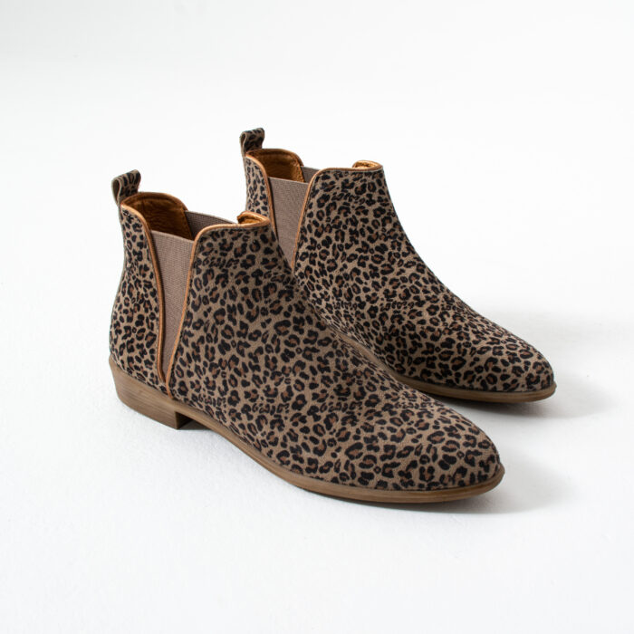 Дамски леопардови елегантни равни боти от естествен велур Monte