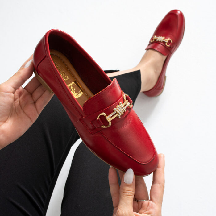 Дамски червени мокасини от естествена кожа Tikal