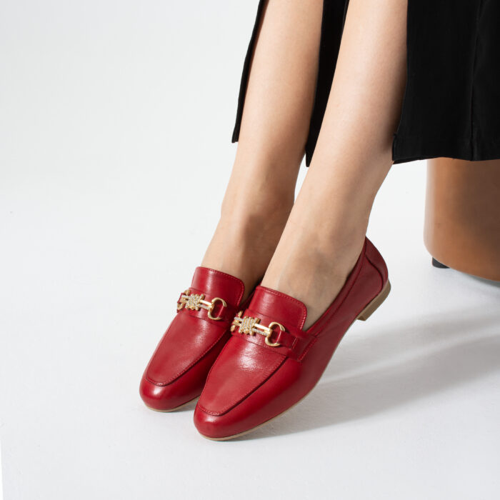 Дамски червени мокасини от естествена кожа Tikal