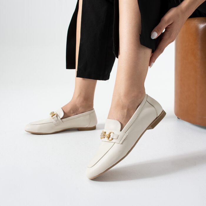 Дамски бежови мокасини от естествена кожа Tikal