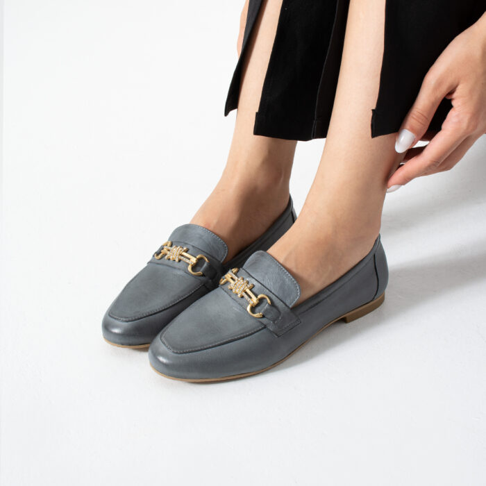 Дамски сиви мокасини от естествена кожа Tikal