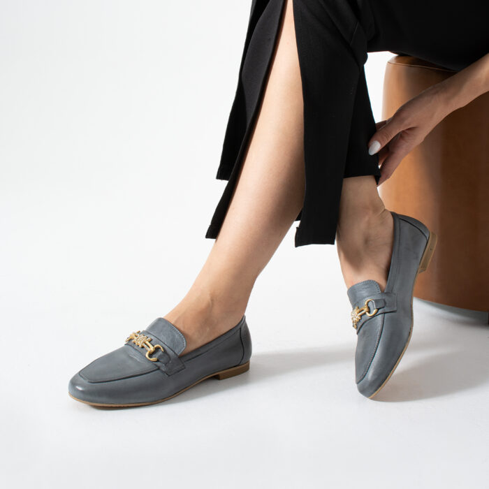 Дамски сиви мокасини от естествена кожа Tikal