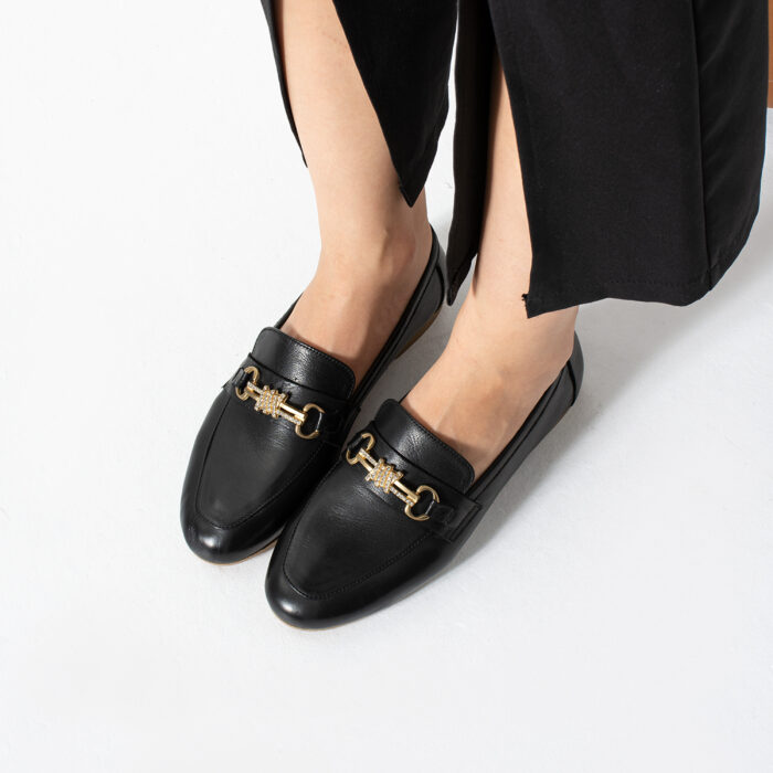 Дамски черни мокасини от естествена кожа Tikal