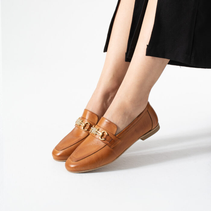 Дамски кафяви мокасини от естествена кожа Tikal