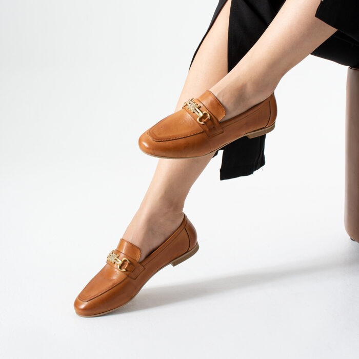 Дамски кафяви мокасини от естествена кожа Tikal