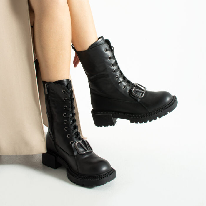 Дамски черни боти от естествена кожа Malik