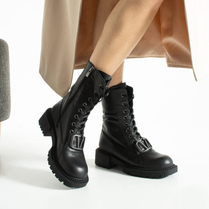 Дамски черни боти от естествена кожа Malik