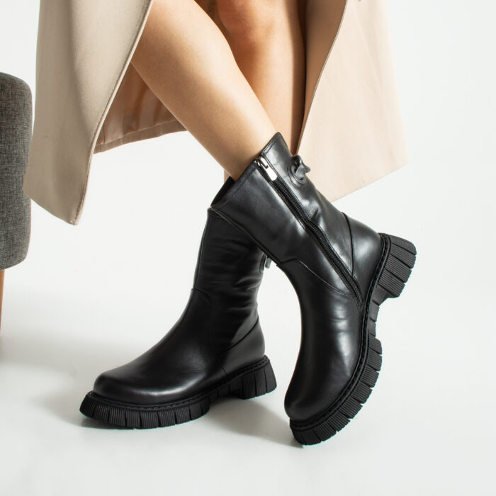 Дамски боти от естествена кожа с цип Modena