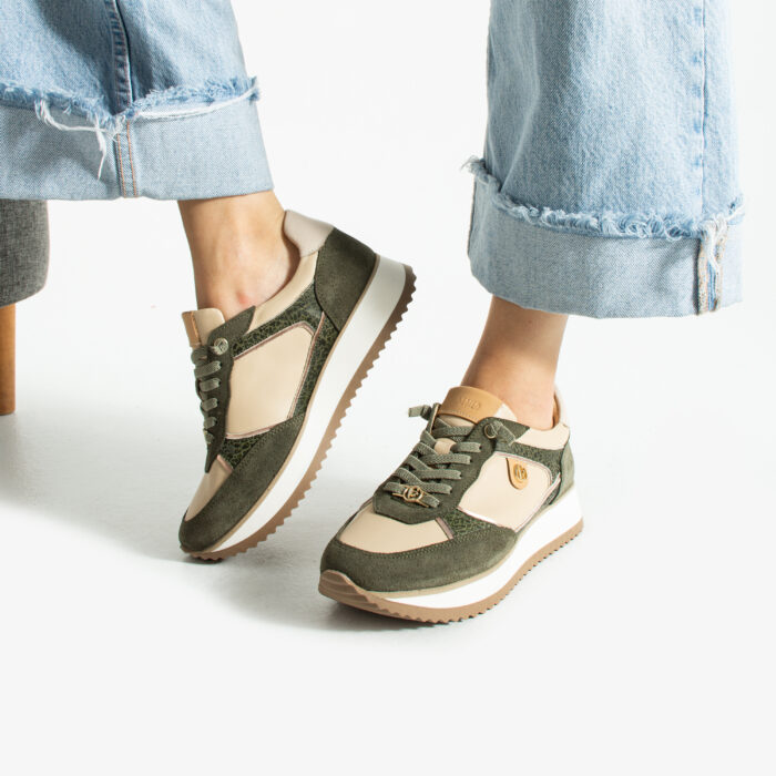 Дамски зелени маратонки от естествена кожа Alondra