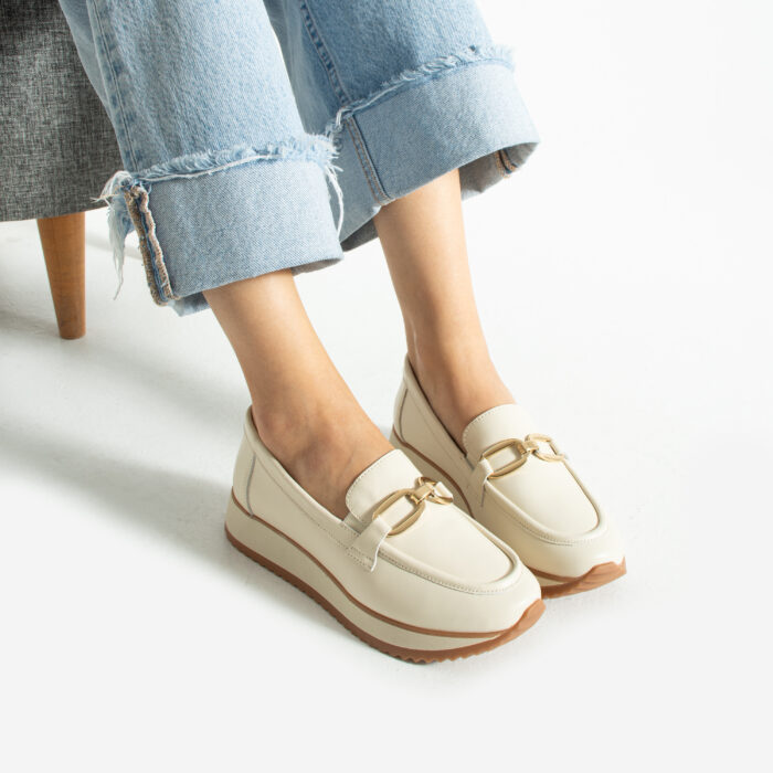 Дамски бежови мокасини от естествена кожа Briellа