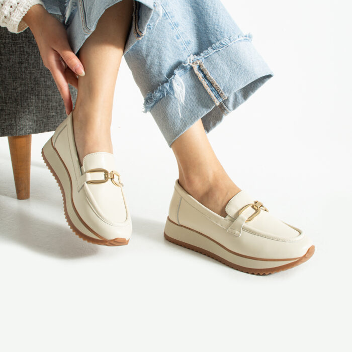 Дамски бежови мокасини от естествена кожа Briellа