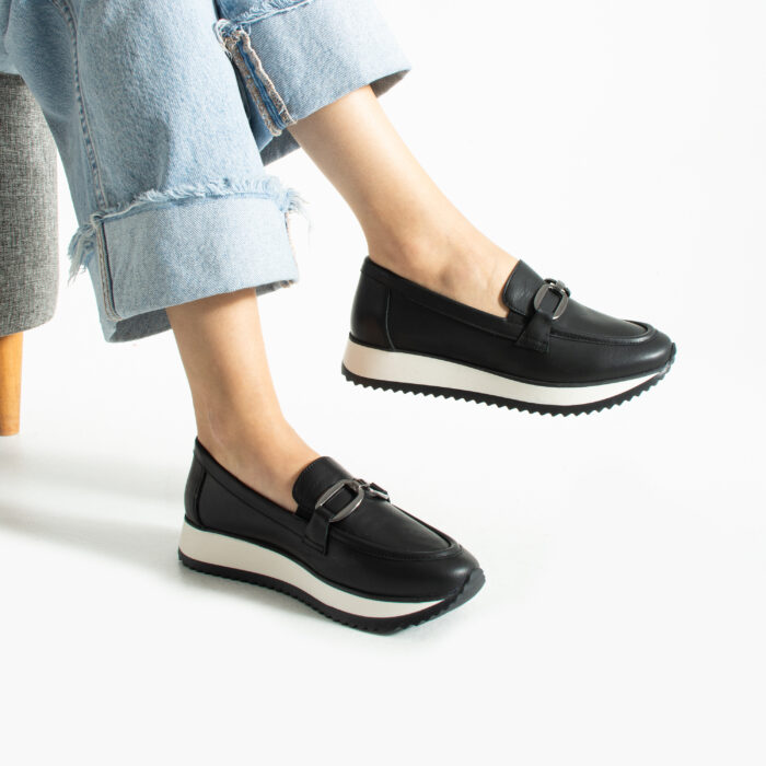 Дамски черни мокасини от естествена кожа Briellа