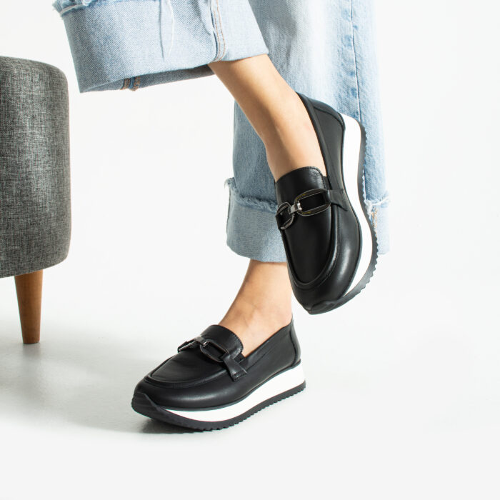 Дамски черни мокасини от естествена кожа Briellа