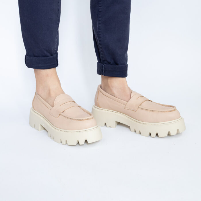 Дамски светлорозови мокасини от естествена кожа Claudia Sabina