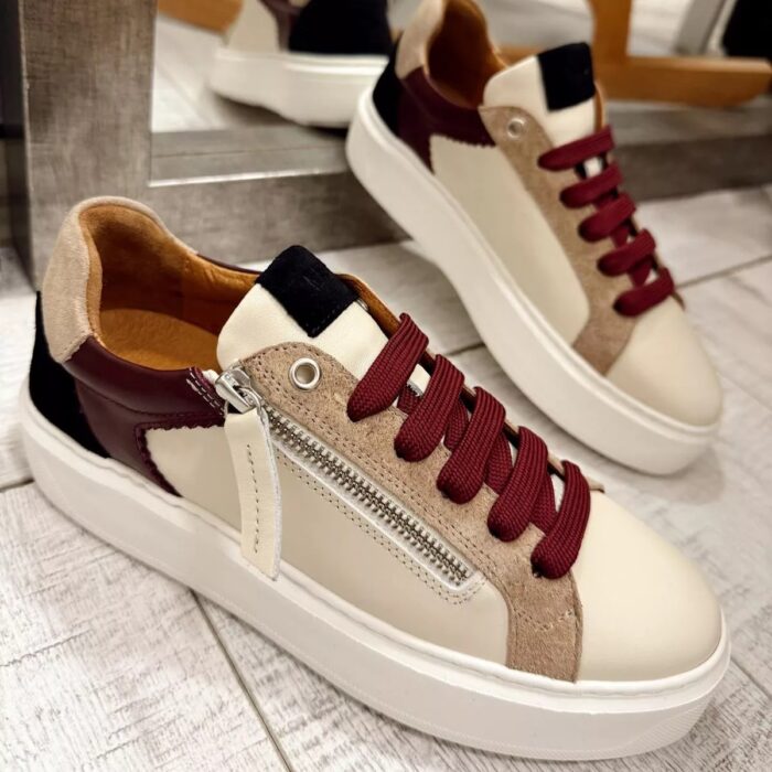 Дамски бежови кецове от естествена кожа Tamara