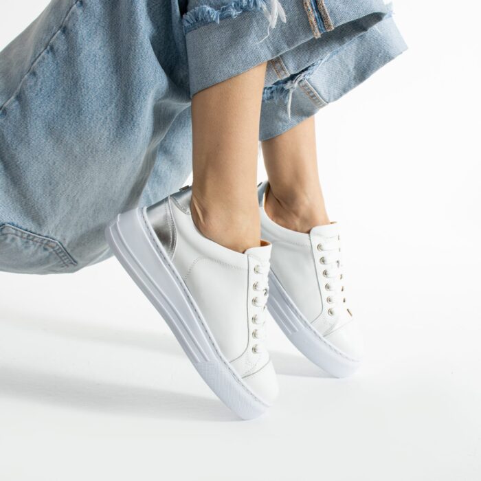 Дамски бели кецове от естествена кожа Carren