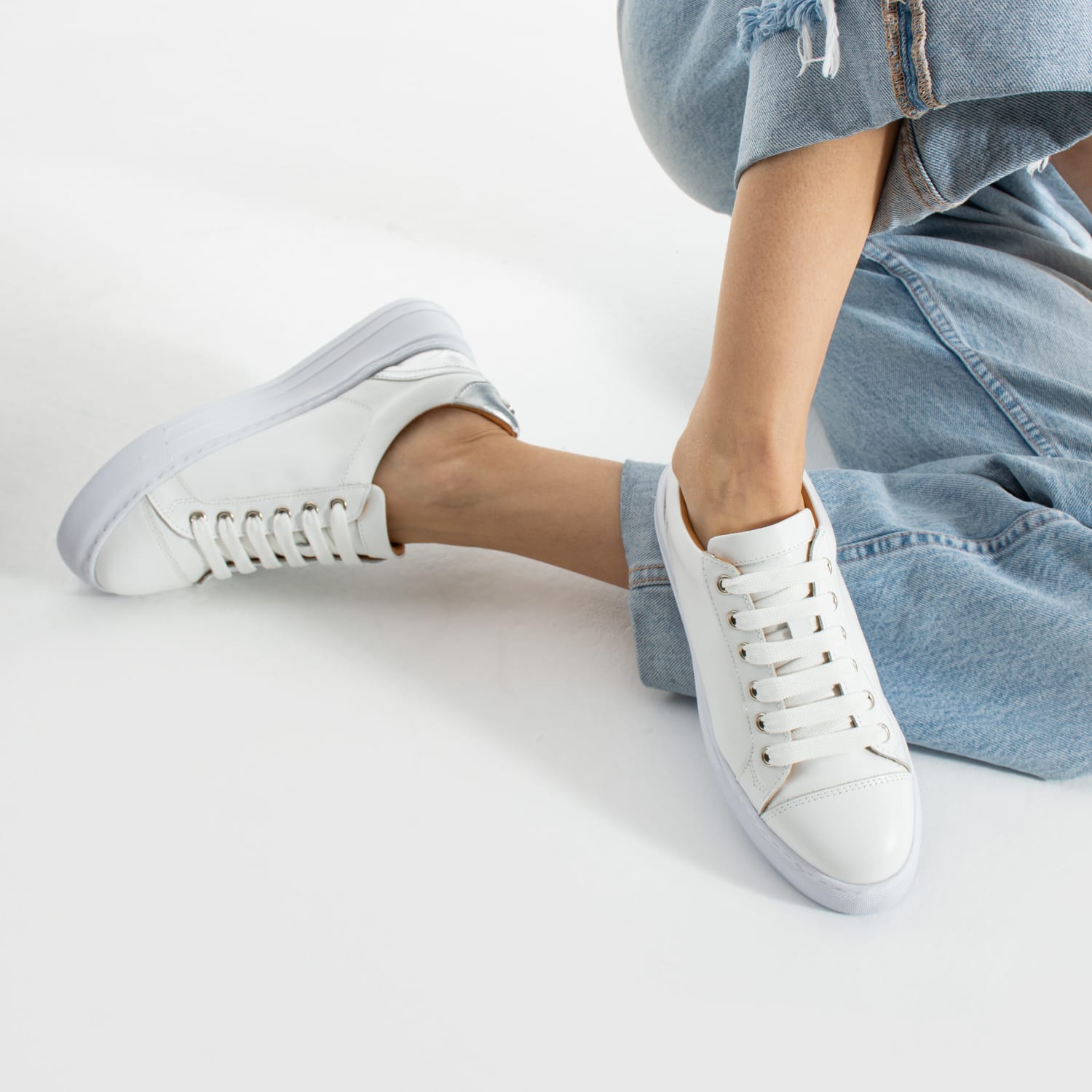 Дамски бели кецове от естествена кожа Carren Дамски бели кецове от естествена кожа Carren - Image 3