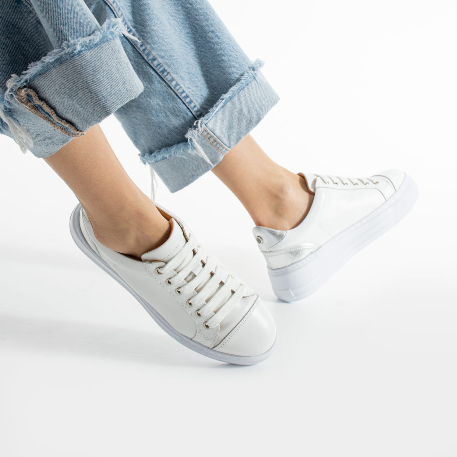 Дамски бели кецове от естествена кожа Carren Дамски бели кецове от естествена кожа Carren - Image 4