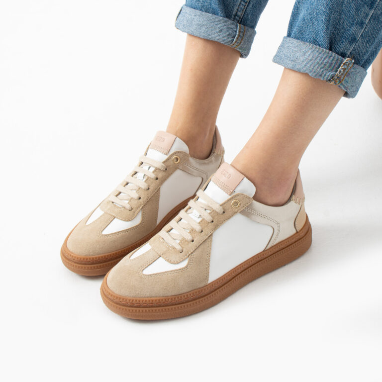 Дамски кецове от естествен велур в бяло и бежово Nairobi