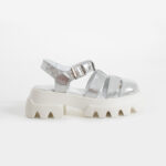 Дамски светлосребристи сандали със затворени пръсти от естествена кожа Noa — снимка 5