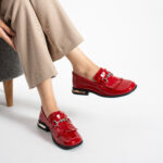 Дамски червени лачени мокасини от естествена кожа Amanda — снимка 2