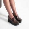 Елегантни бордо обувки на платформа от естествена кожа Giorgia