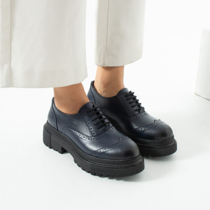 Дамски черни мокасини оксфорд от естествена кожа Mia